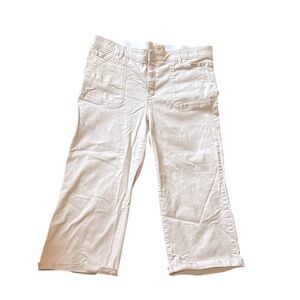 Democracy Women’s Ab Technology stretch jeans cream color cropped wide leg 16